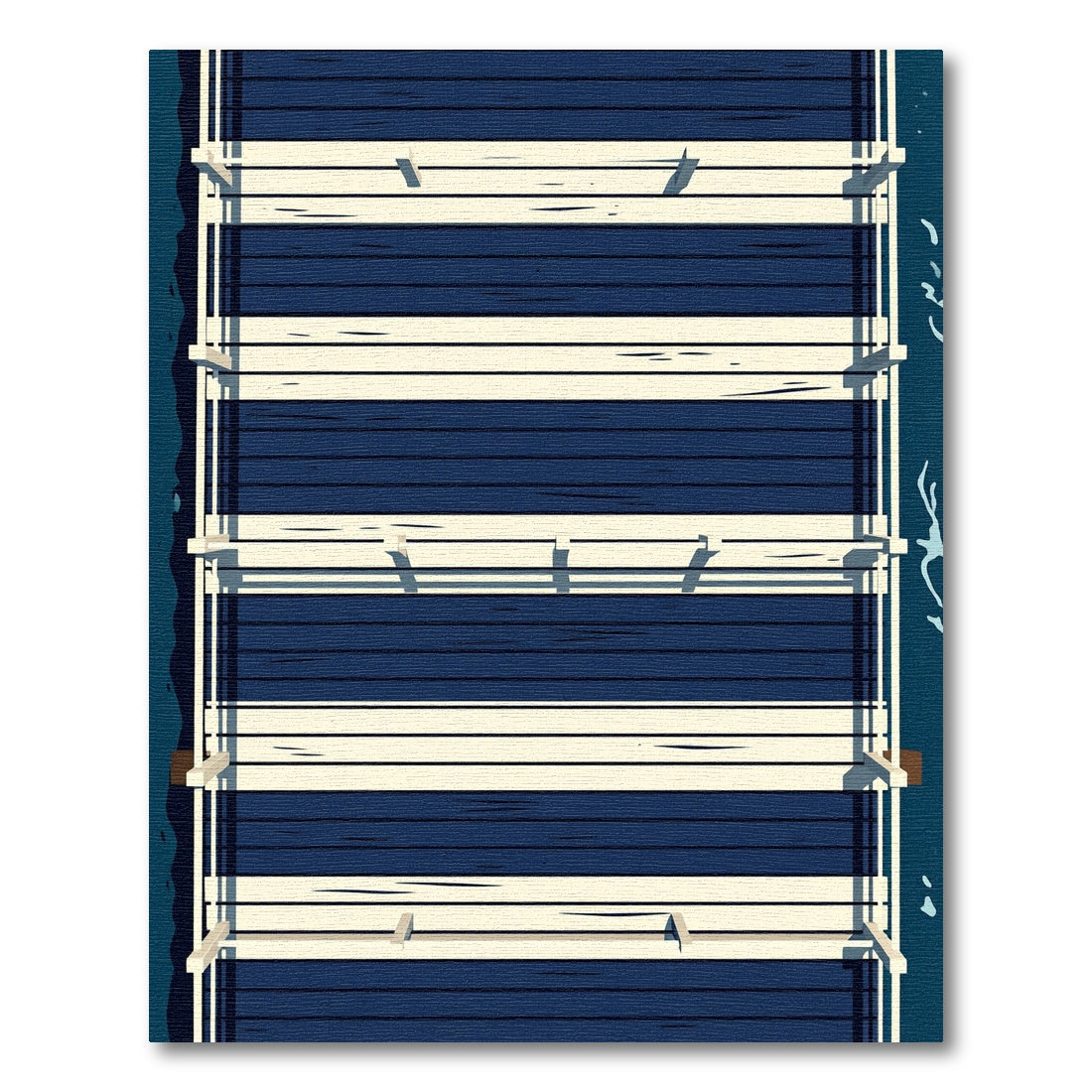Modern Navy Blue Horizontal Stripe Rug