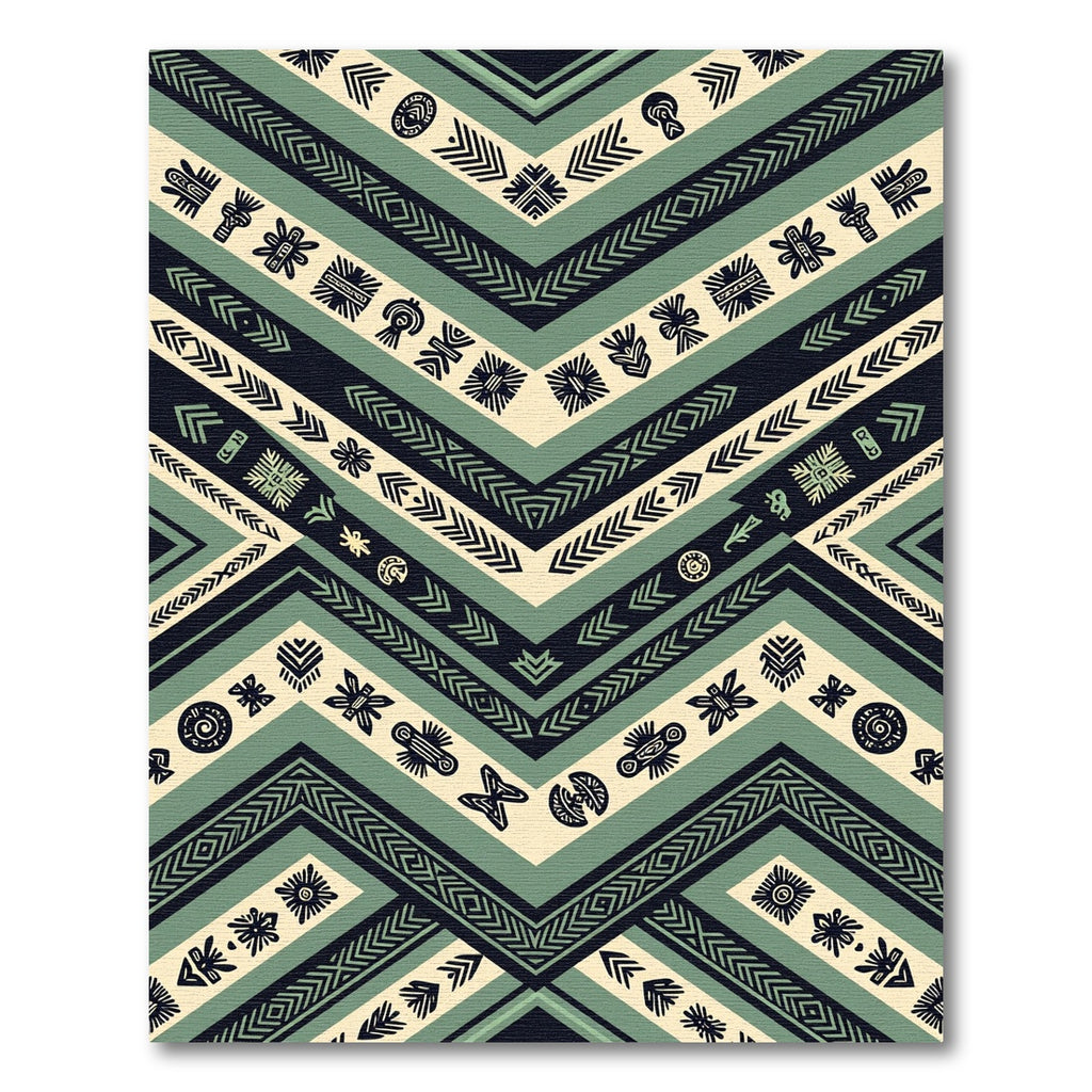 Sage Teal Geometric Tribal Chevron Rug