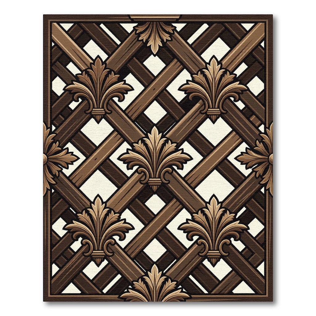 Dark Brown Lattice Fleur-de-lis Rug
