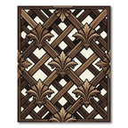 Dark Brown Lattice Fleur-de-lis Rug