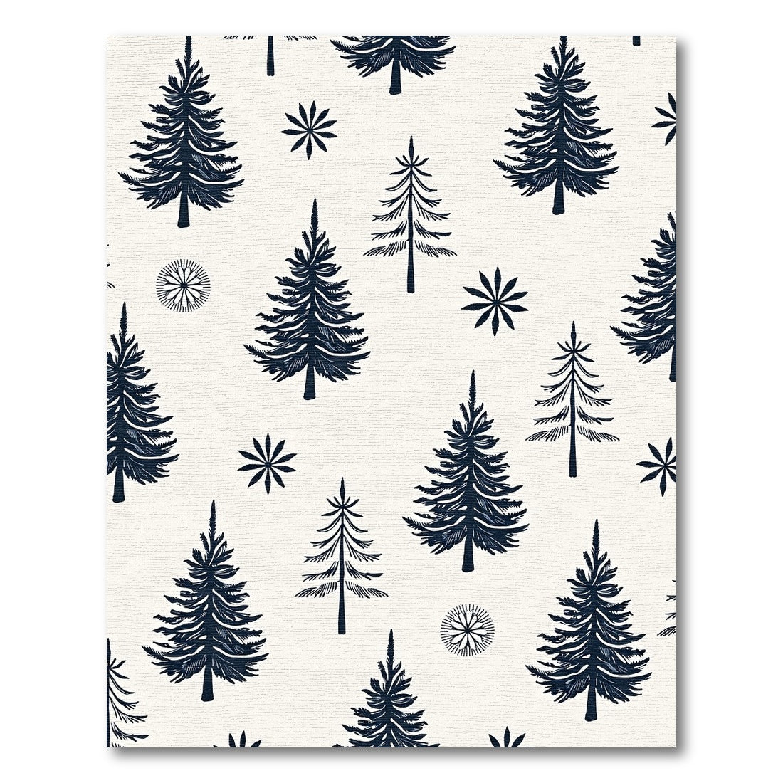 Deep Navy Pine Forest Snowflakes Rug
