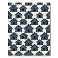 Dark Blue Whimsical Cabin Cottage Wallpaper Rug