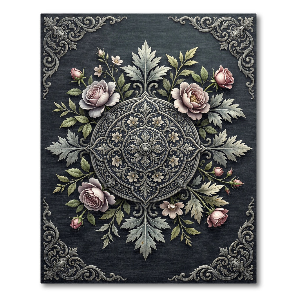Antique Rose Floral Medallion Rug