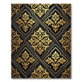 Ornate Gold Black Damask Scroll Rug