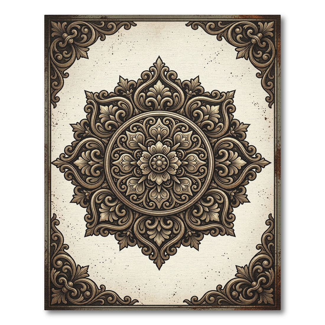 Exquisite Baroque Scrollwork Medallion Rug