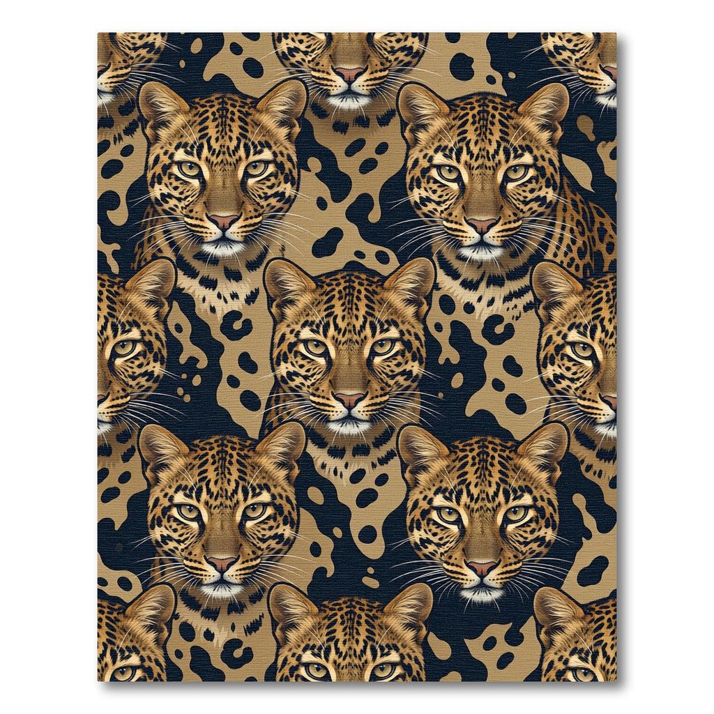 Bold Golden Leopard Face Repeat Rug