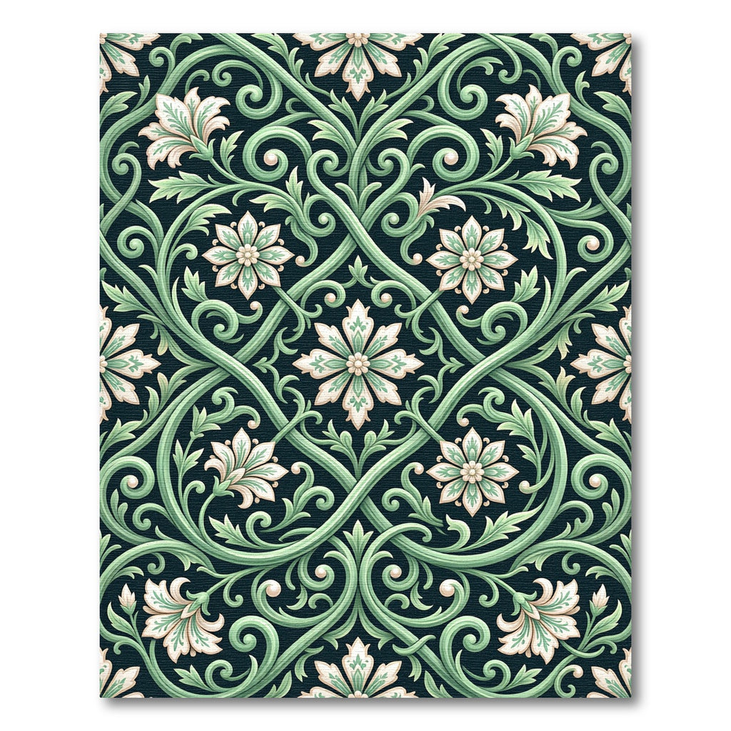 Emerald Green Floral Arabesque Rug