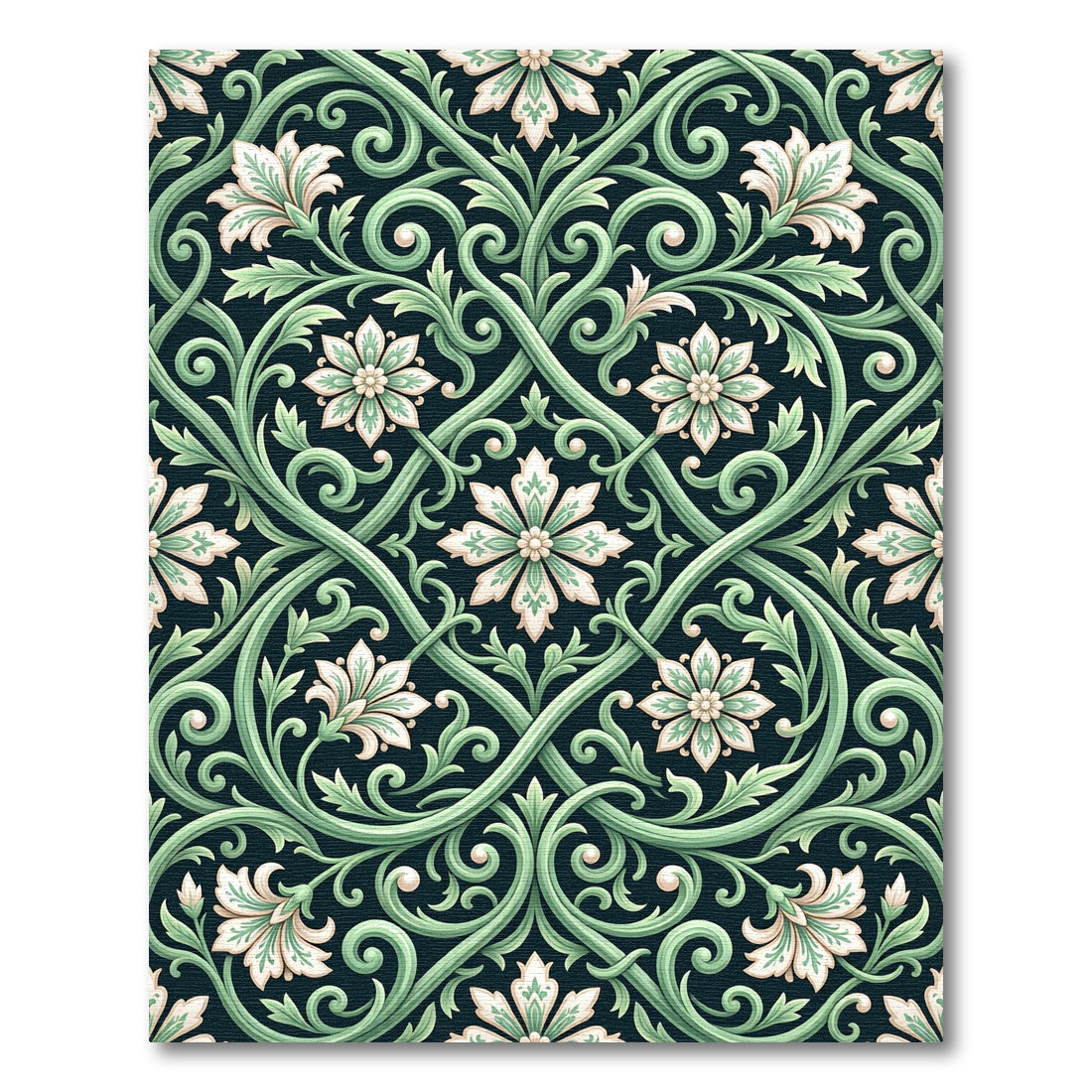 Emerald Green Floral Arabesque Rug