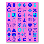 Abstract Blue Graphic Alphabet Collage Rug
