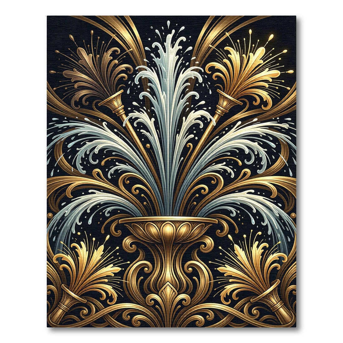Golden Fountain Art Deco Floral Area Rug