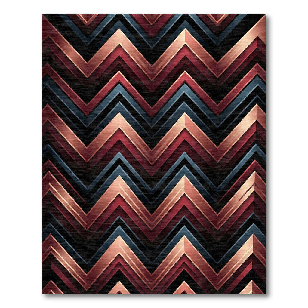 Metallic Copper Zigzag Chevron Gradient Rug