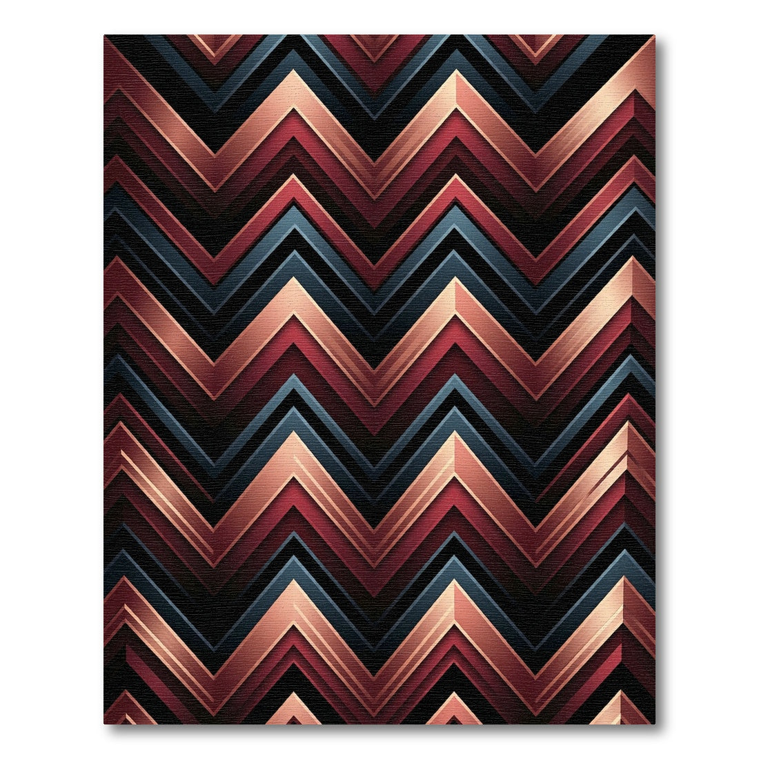 Metallic Copper Zigzag Chevron Gradient Rug