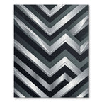 Metallic Silver Sharp Geometric Chevron Rug