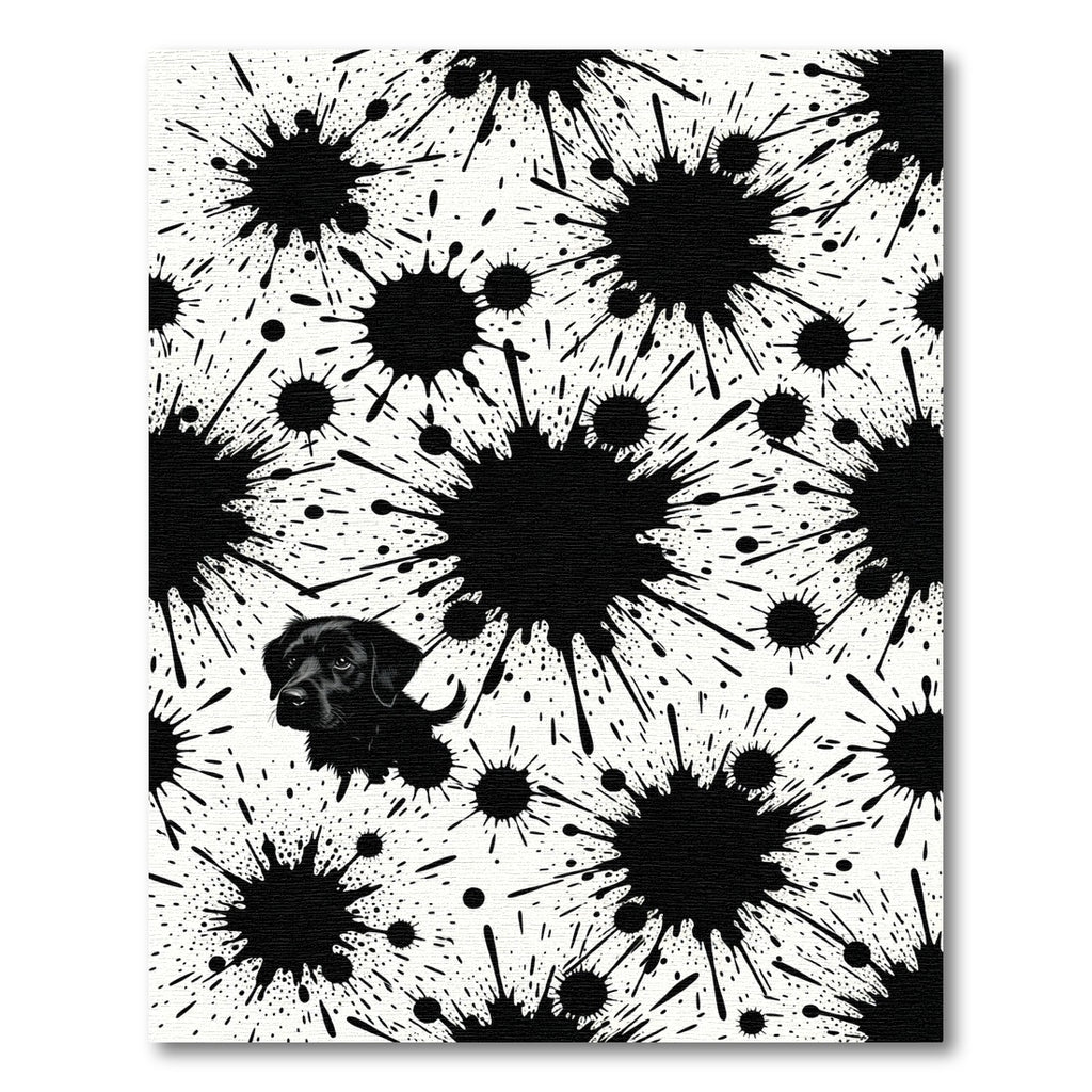 Playful Black Splash Dog Labrador Rug