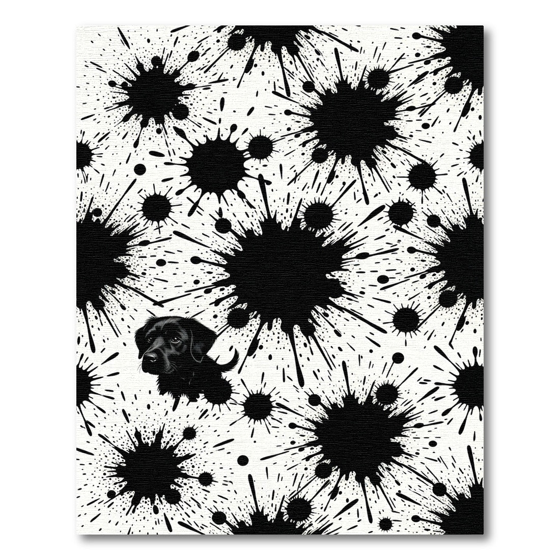 Playful Black Splash Dog Labrador Rug