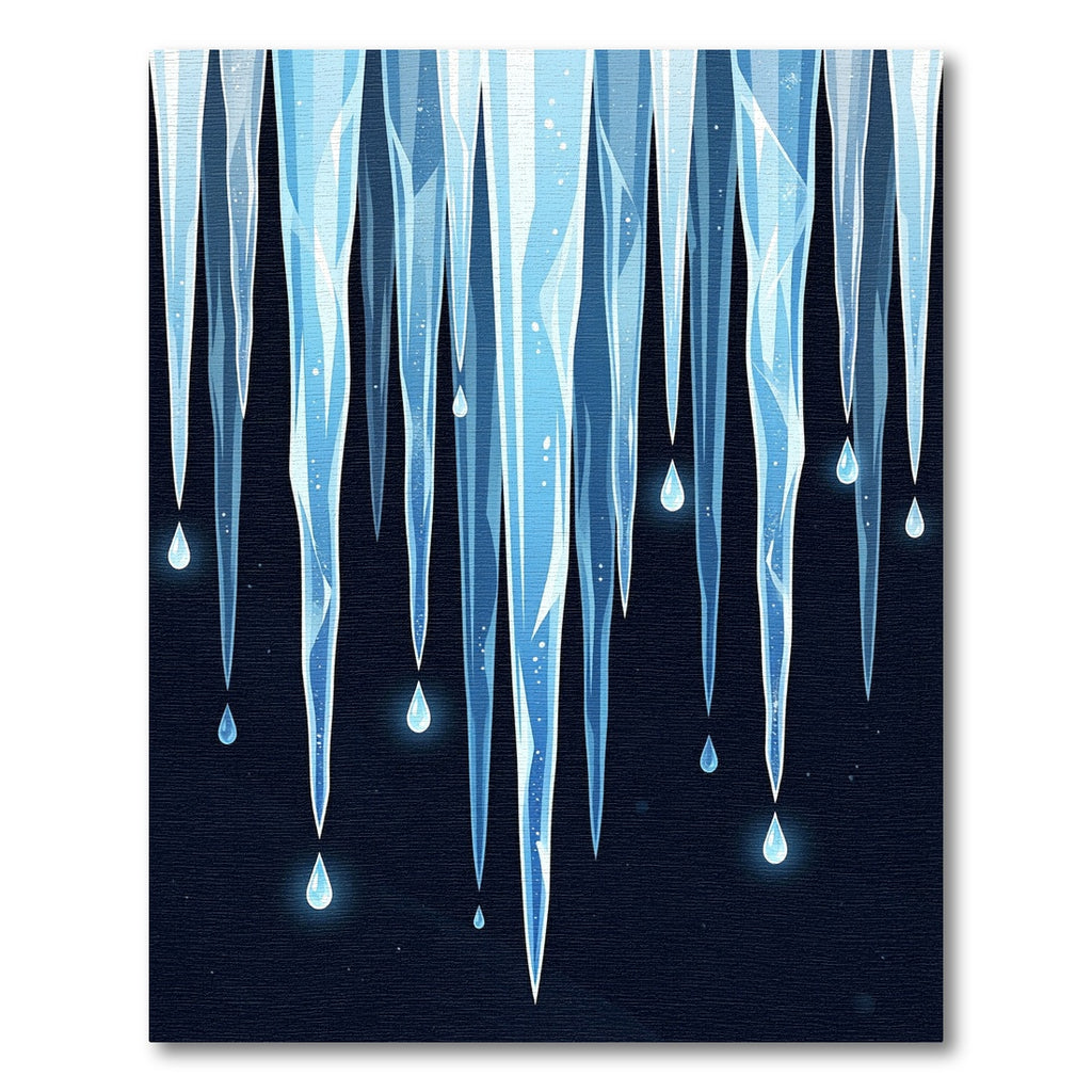 Frozen Blue Icicle Drop Abstract Art Rug