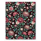 Dark Crimson Floral Victorian Botanical Rug