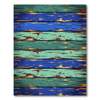 Distressed Teal Blue Wood Plank Rug