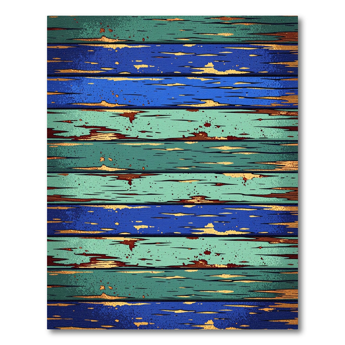 Distressed Teal Blue Wood Plank Rug
