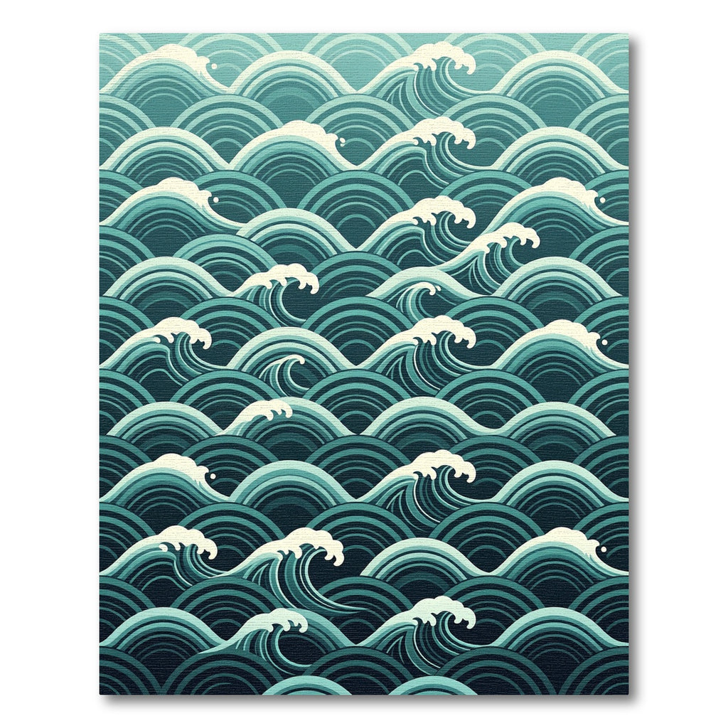 Deep Teal Ocean Wave Composition Rug