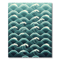 Deep Teal Ocean Wave Composition Rug