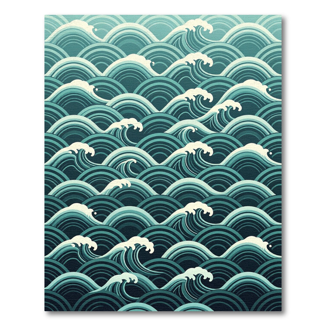 Deep Teal Ocean Wave Composition Rug