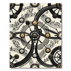 Steampunk Clockwork Musical Notes Metallic Accent Rug