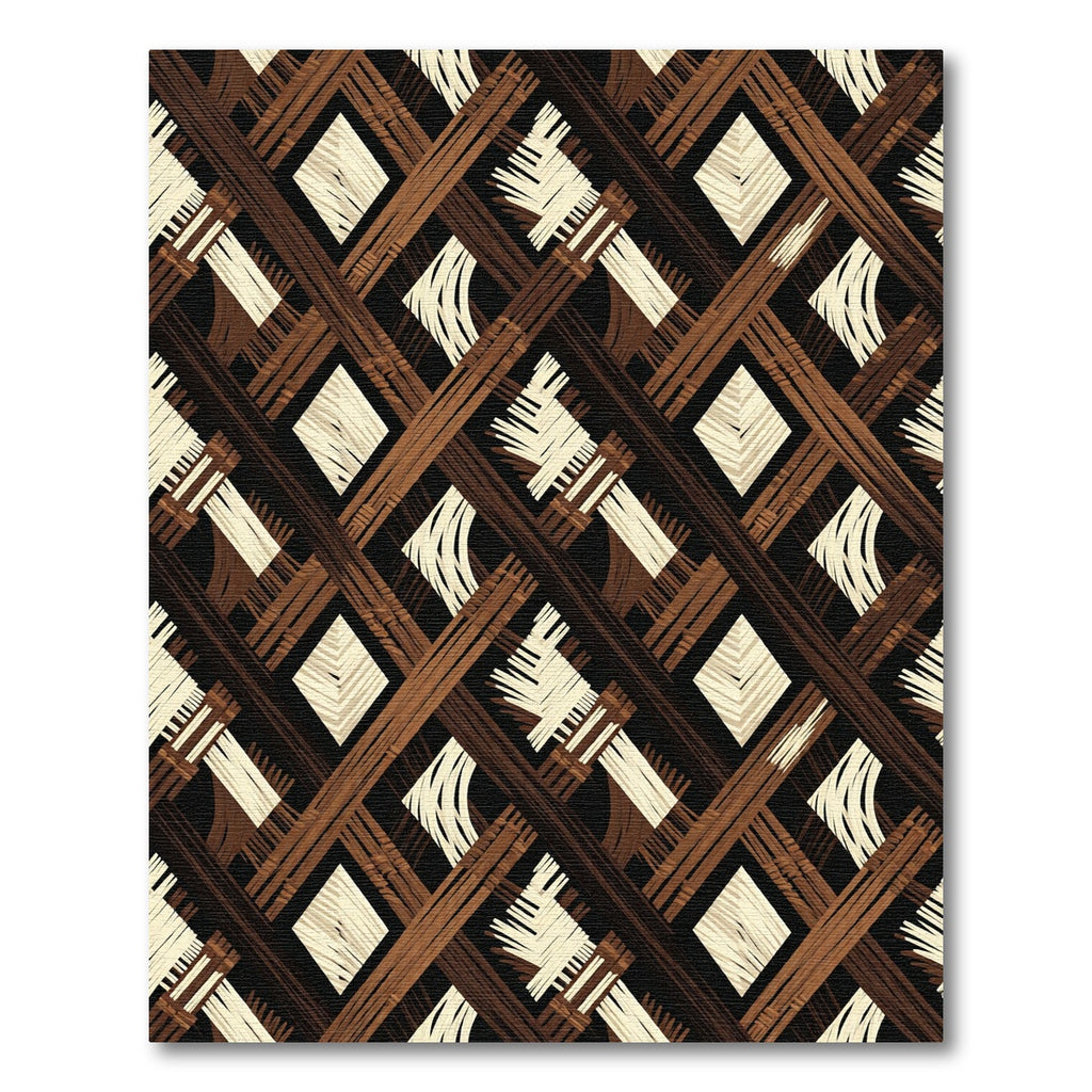 Rustic Wood Lattice Diamond Rug