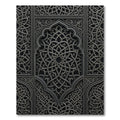 Intricate Charcoal Silver Interlocking Geometric Scroll Rug