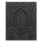 Intricate Charcoal Silver Interlocking Geometric Scroll Rug