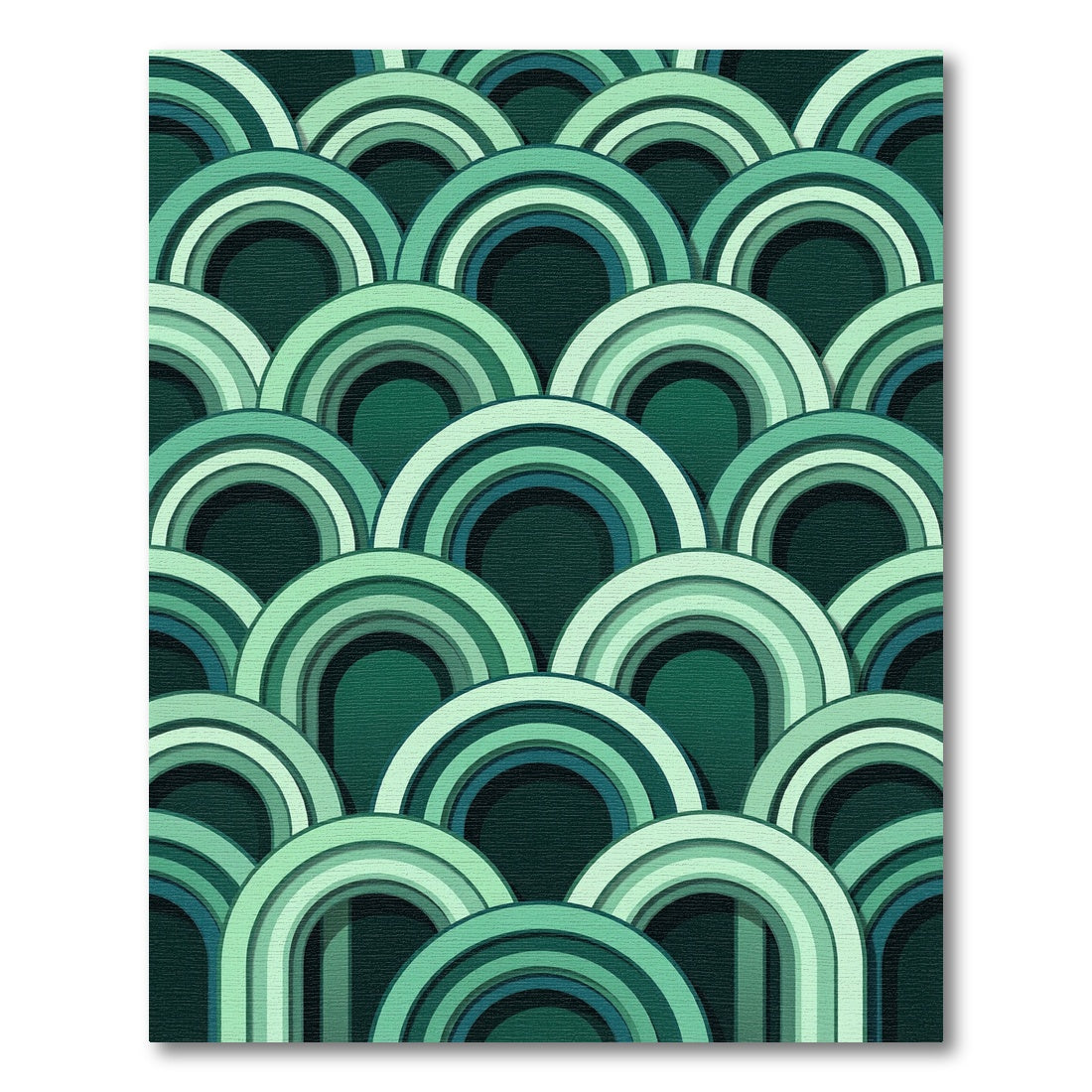 Emerald Green Arched Layered Rug