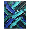 Modern Abstract Teal and Blue Brushstrokes Rug