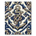 Nautical Dark Blue Anchor Rope Pattern Rug