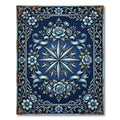 Ornate Midnight Blue Floral Compass Rug