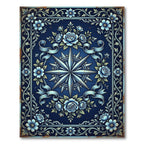 Ornate Midnight Blue Floral Compass Rug