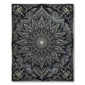 Intricate Charcoal Silver Floral Medallion Rug
