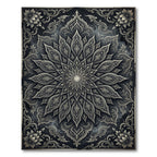 Intricate Charcoal Silver Floral Medallion Rug