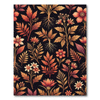 Earthy Botanical Gold and Crimson Floral Rug