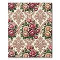 Romantic Pink Rose Damask Scroll Rug