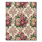 Romantic Pink Rose Damask Scroll Rug