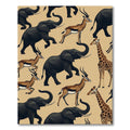 Safari Animal Illustration Cream Area Rug