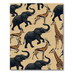 Safari Animal Illustration Cream Area Rug