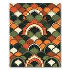Retro Terracotta and Forest Scalloped Arch Rug