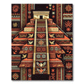 Geometric Aztec Temple Earthy Orange Area Rug