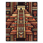 Geometric Aztec Temple Earthy Orange Area Rug