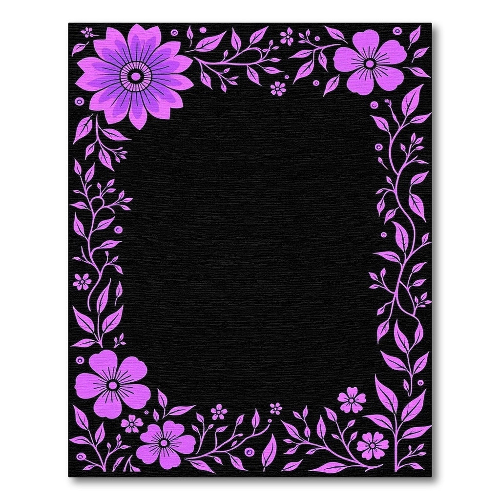 Vibrant Orchid Floral Vine Border Rug