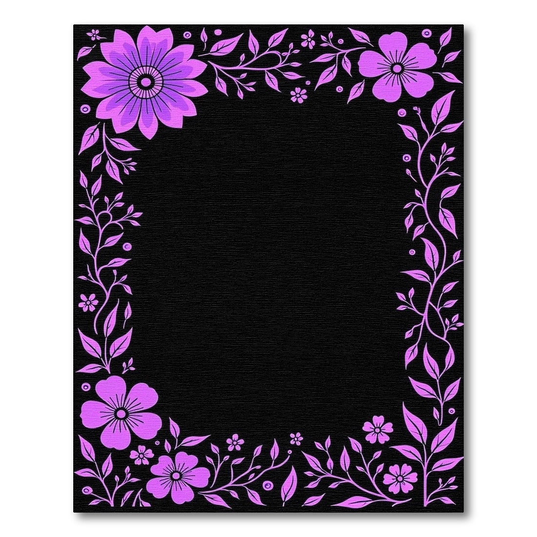Vibrant Orchid Floral Vine Border Rug