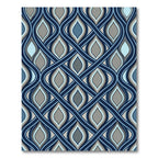 Interlocking Blue Wave Geometric Tile Rug