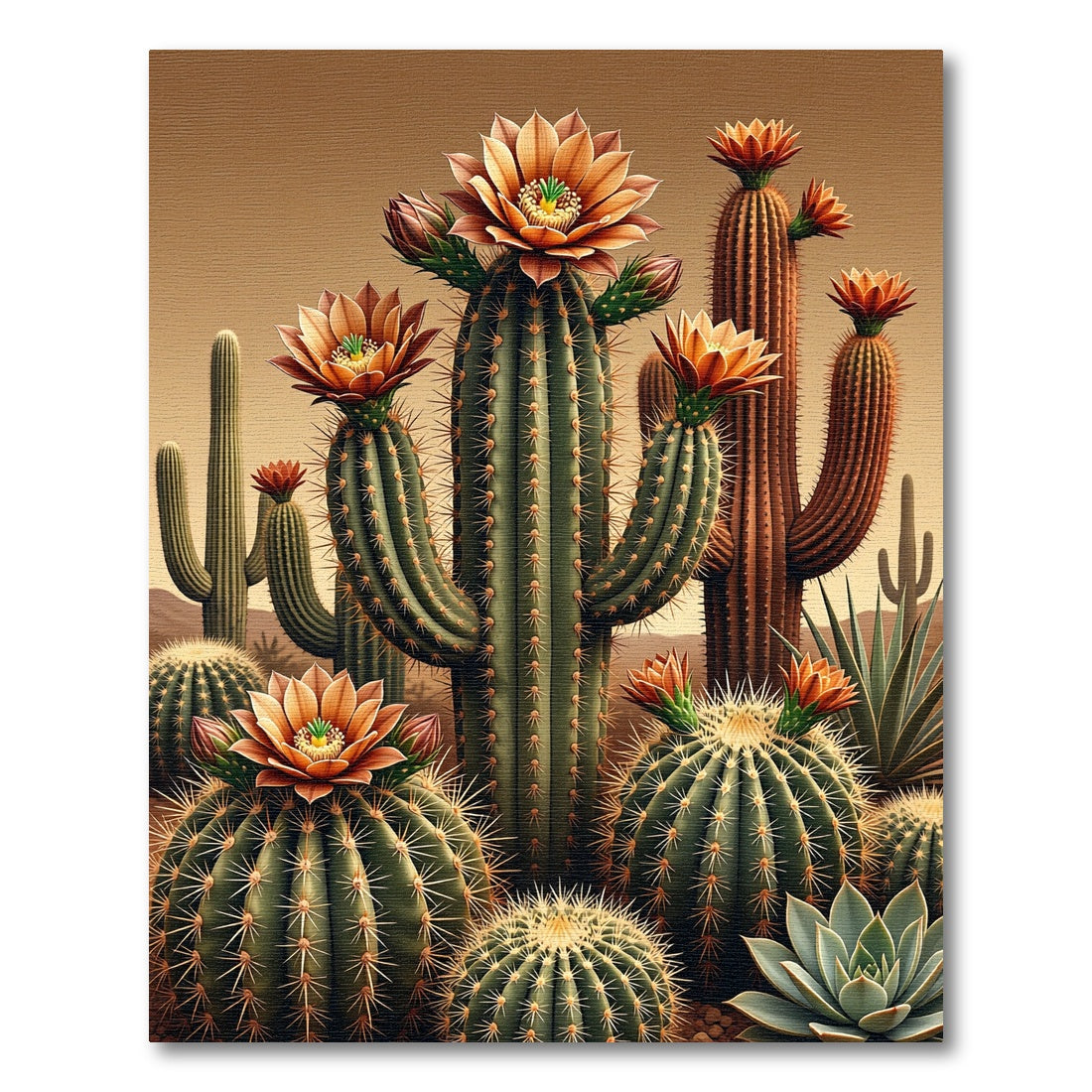 Desert Floral Cactus Landscape Rug