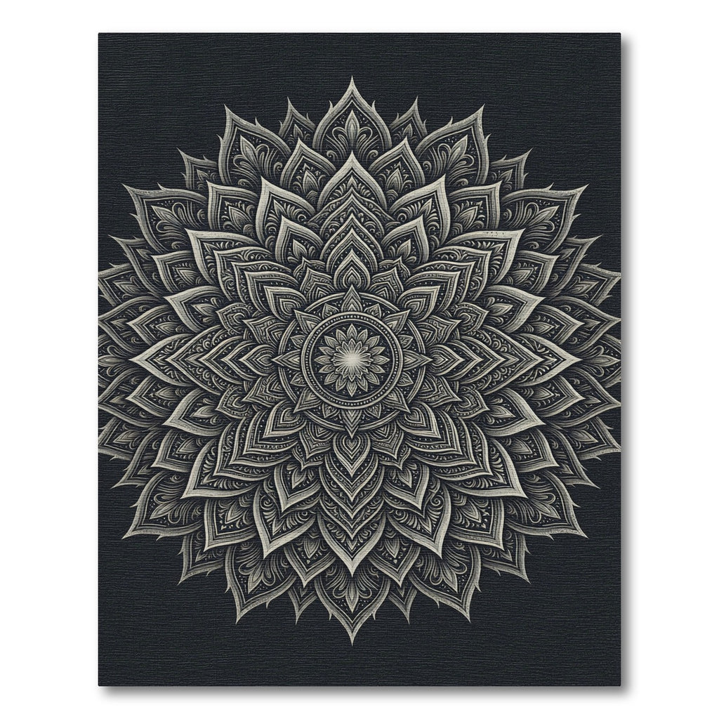 Monochrome Paisley Mandala Circular Art Rug